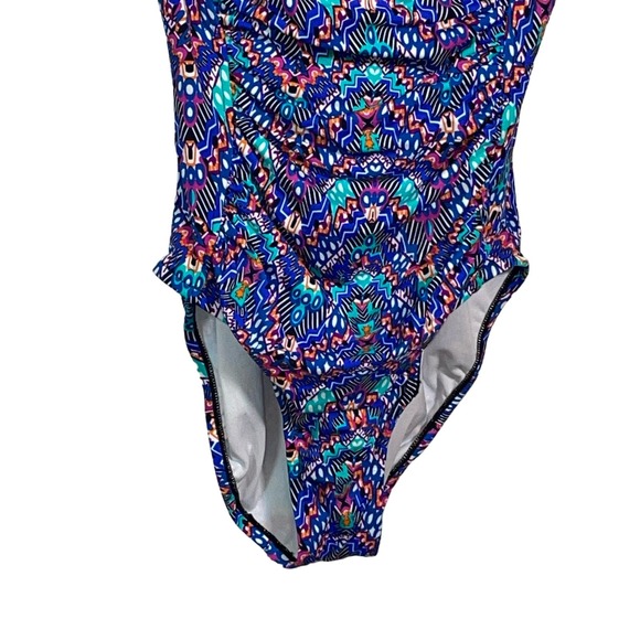 Swim SolutionsTummy-Control Shirred One-Piece Swimsuit, blue 8 - Picture 12 of 13